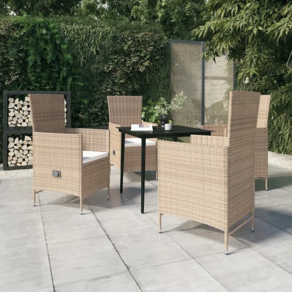 vidaXL 5-tlg. Garten-Essgruppe mit Kissen Beige