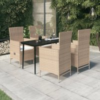 vidaXL 5-tlg. Garten-Essgruppe mit Kissen Beige