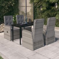 vidaXL 5-tlg. Garten-Essgruppe mit Kissen Grau