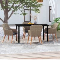 vidaXL 5-tlg. Garten-Essgruppe mit Kissen Braun