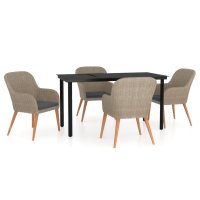 vidaXL 5-tlg. Garten-Essgruppe mit Kissen Braun