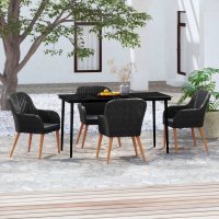 vidaXL 5-tlg. Garten-Essgruppe mit Kissen Schwarz