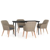 vidaXL 5-tlg. Garten-Essgruppe mit Kissen Braun