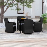 vidaXL 5-tlg. Garten-Essgruppe mit Kissen Schwarz