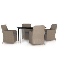 vidaXL 5-tlg. Garten-Essgruppe mit Kissen Braun