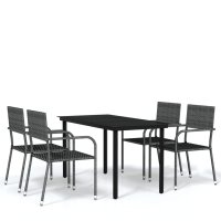 vidaXL 5-tlg. Garten-Essgruppe Grau