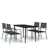 vidaXL 5-tlg. Garten-Essgruppe Grau