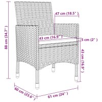vidaXL 5-tlg. Garten-Essgruppe mit Auflagen Poly Rattan und Glas