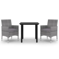 vidaXL 3-tlg. Garten-Essgruppe mit Auflagen Poly Rattan...