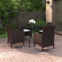 vidaXL 5-tlg. Garten-Essgruppe mit Auflagen Poly Rattan...