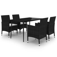 vidaXL 5-tlg. Garten-Essgruppe mit Auflagen Poly Rattan...
