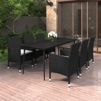 vidaXL 7-tlg. Garten-Essgruppe mit Kissen Poly Rattan und...
