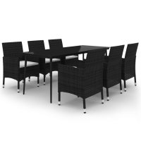 vidaXL 7-tlg. Garten-Essgruppe mit Kissen Poly Rattan und...