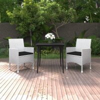 vidaXL 3-tlg. Garten-Essgruppe mit Kissen Poly Rattan und...