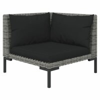 vidaXL 5-tlg. Garten-Lounge-Set mit Kissen Poly Rattan Dunkelgrau