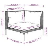 vidaXL 5-tlg. Garten-Lounge-Set mit Kissen Poly Rattan Dunkelgrau