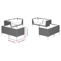 vidaXL 8-tlg. Garten-Lounge-Set mit Kissen Poly Rattan Dunkelgrau