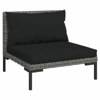 vidaXL 4-tlg. Garten-Lounge-Set mit Kissen Poly Rattan Dunkelgrau