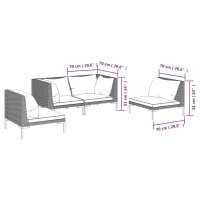 vidaXL 4-tlg. Garten-Lounge-Set mit Kissen Poly Rattan Dunkelgrau