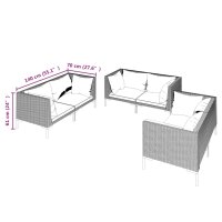 vidaXL 6-tlg. Garten-Lounge-Set mit Auflagen Poly Rattan Dunkelgrau