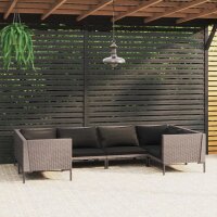 vidaXL 6-tlg. Garten-Lounge-Set mit Auflagen Poly Rattan...