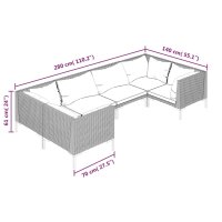 vidaXL 6-tlg. Garten-Lounge-Set mit Auflagen Poly Rattan Dunkelgrau