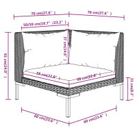 vidaXL 7-tlg. Garten-Lounge-Set mit Auflagen Poly Rattan Dunkelgrau