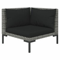 vidaXL 7-tlg. Garten-Lounge-Set mit Auflagen Poly Rattan Dunkelgrau