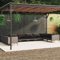 vidaXL 10-tlg. Garten-Lounge-Set mit Auflagen Poly Rattan Dunkelgrau