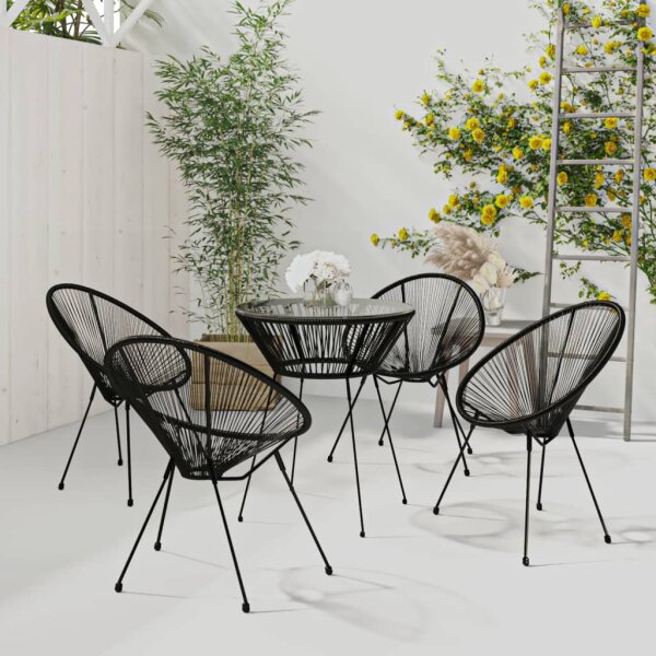 vidaXL 5-tlg. Garten-Essgruppe PVC Rattan Schwarz