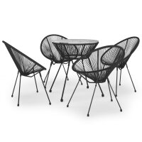 vidaXL 5-tlg. Garten-Essgruppe PVC Rattan Schwarz