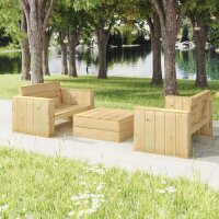 vidaXL 3-tlg. Garten-Lounge-Set Massivholz Kiefer...