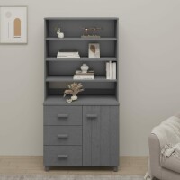 vidaXL Highboard HAMAR Massivholz Kiefer Dunkelgrau