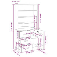 vidaXL Highboard HAMAR Massivholz Kiefer Dunkelgrau