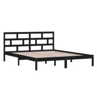 vidaXL Massivholzbett Schwarz 120x190 cm 4FT Small Double