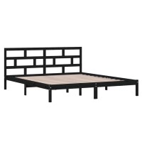 vidaXL Massivholzbett Schwarz 135x190 cm 4FT6 Double