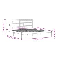 vidaXL Massivholzbett Schwarz 135x190 cm 4FT6 Double