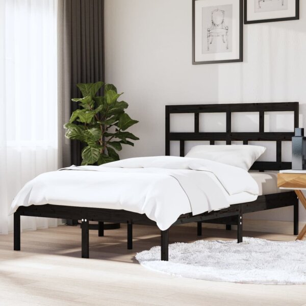 vidaXL Massivholzbett Schwarz 150x200 cm 5FT King Size