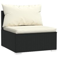 vidaXL 2-tlg. Garten-Lounge-Set mit Kissen Poly Rattan Schwarz