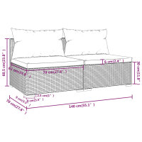 vidaXL 2-tlg. Garten-Lounge-Set mit Kissen Poly Rattan Schwarz