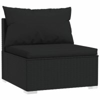 vidaXL 2-tlg. Garten-Lounge-Set mit Kissen Poly Rattan Schwarz