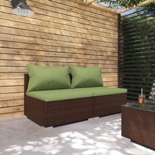 vidaXL 2-tlg. Garten-Lounge-Set mit Kissen Poly Rattan Braun