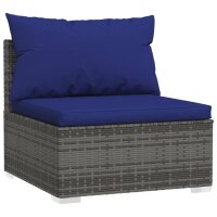 vidaXL 2-tlg. Garten-Lounge-Set mit Kissen Poly Rattan Grau