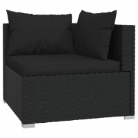 vidaXL 4-tlg. Garten-Lounge-Set mit Kissen Poly Rattan Schwarz