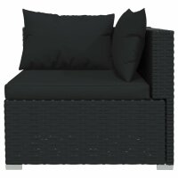 vidaXL 4-tlg. Garten-Lounge-Set mit Kissen Poly Rattan Schwarz