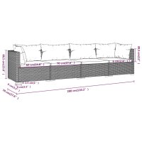 vidaXL 4-tlg. Garten-Lounge-Set mit Kissen Poly Rattan Schwarz