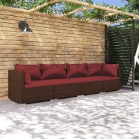 vidaXL 4-tlg. Garten-Lounge-Set mit Kissen Poly Rattan Braun