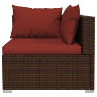 vidaXL 4-tlg. Garten-Lounge-Set mit Kissen Poly Rattan Braun