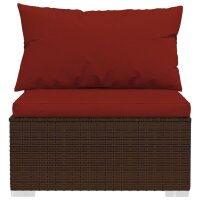 vidaXL 4-tlg. Garten-Lounge-Set mit Kissen Poly Rattan Braun