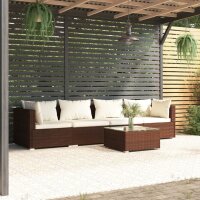 vidaXL 5-tlg. Garten-Lounge-Set mit Kissen Poly Rattan Braun